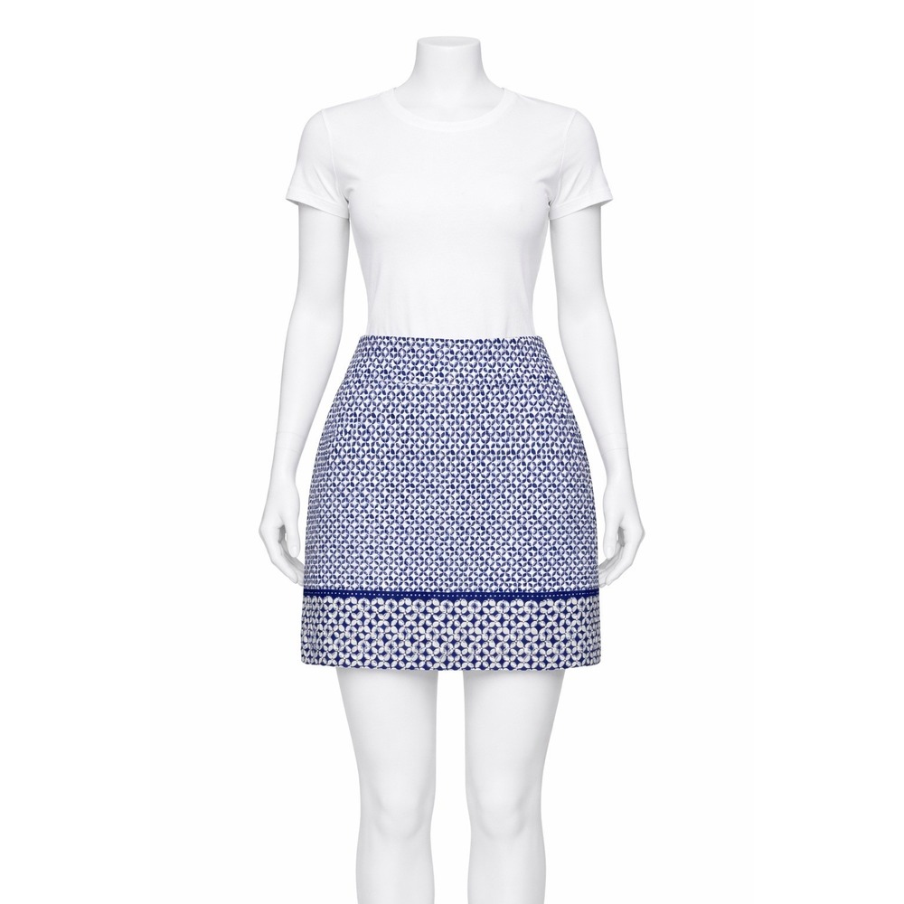 Talbots Preppy Coastal‎ Blue White Geometric Floral Mini Skirt 8